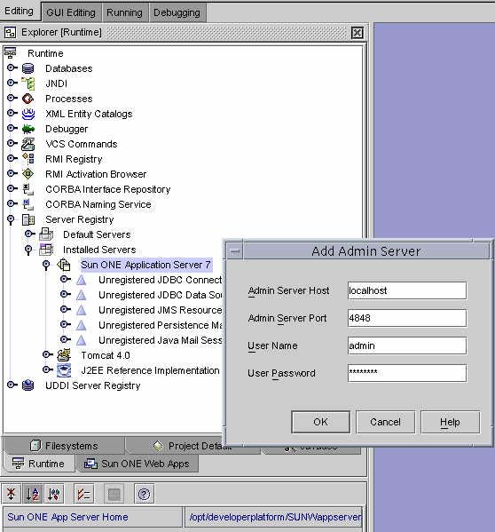This screen capture shows the expanded admin node.
