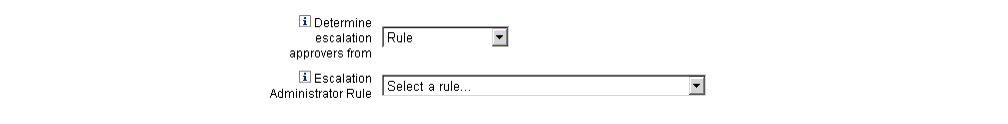 Determining escalation approvers by evaluating a rule.