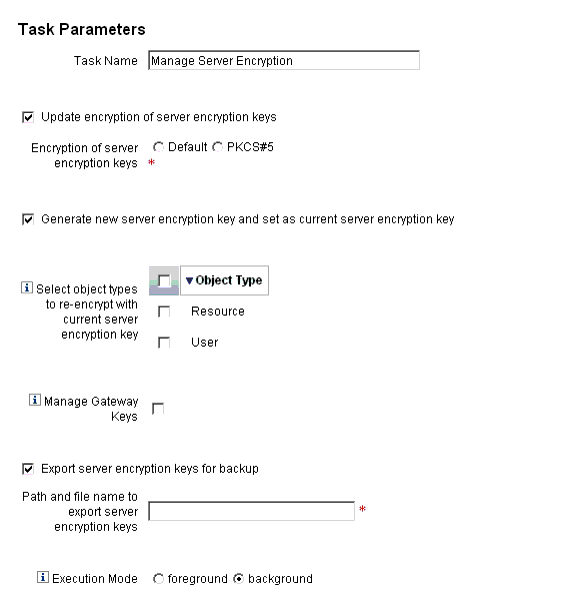 Manager Server Encryption to create and encrypt 3DES keys.
