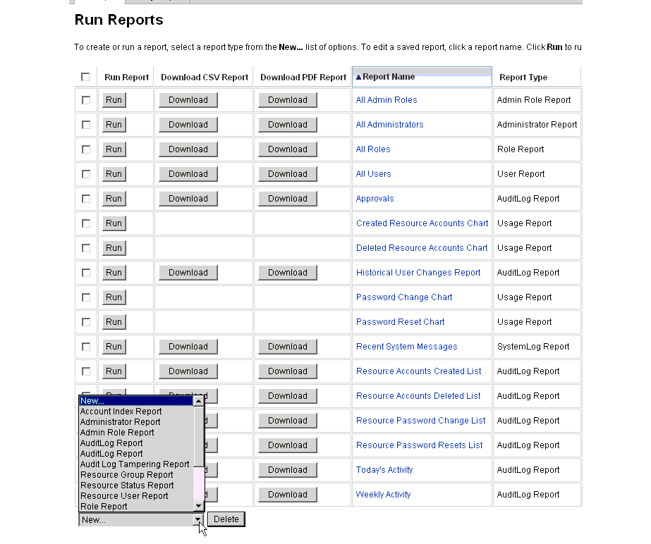 Set up and run reports from the Run Reports page.