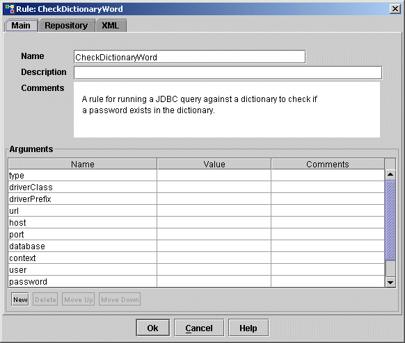 Main tab for an element