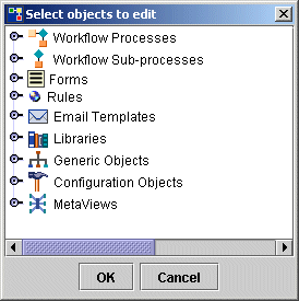 BPE Select objects to edit dialog with Library object options displayed