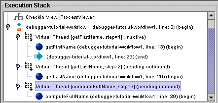 Example 2: Debugger transitioning from  getFirstName to computeFullName