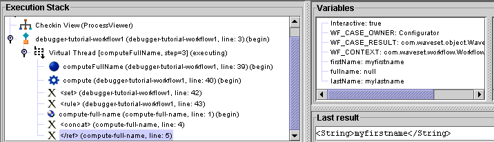Example 2: Stepping into computeFullName processing