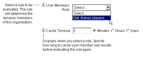 从“创建组织”页的字段中选择用户成员规则。