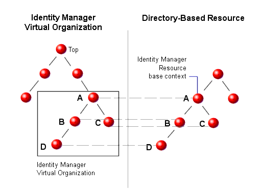 Identity Manager 虚拟组织映射基于目录的资源。