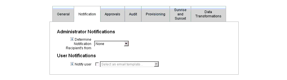  [Create User Template] 的 [Notification] 標籤。