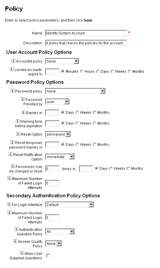 在 [Identity Manager 策略] 頁中建立和編輯策略。