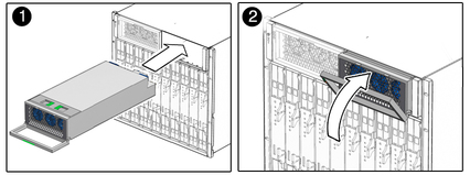 image:Figure shows power supply sliding into chassis.