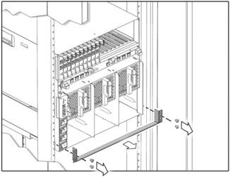 image:Figure showing the screws being removed from the lower rear brackets.