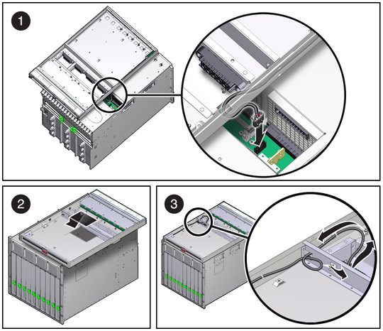 image:Figures shows the LED signal cable connecting to the DC adapter tray.