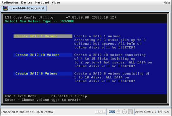 image:Screen shot of the Select New Volume Type screen.