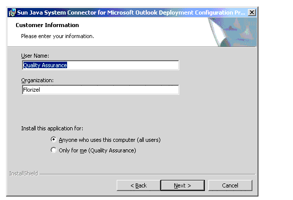 InstallShield Wizard: Customer Information