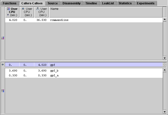 Callers-Callees tab