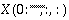 X(0:\frac{N1}{2},:, [:)]