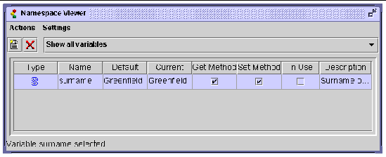 Screen shot of the Namespace Viewer area of the Navigation Recorder window.
