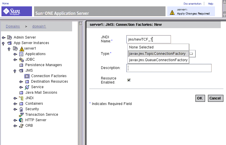 Application ServerڣչʾˡJMS Connection FactoryԻĻʽн͡