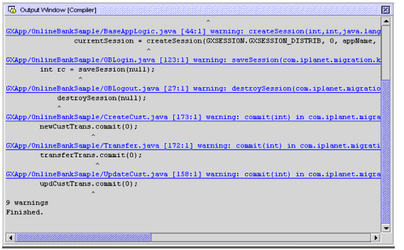 Figure shows the warnings that were generated when compiling the Java Source code.
