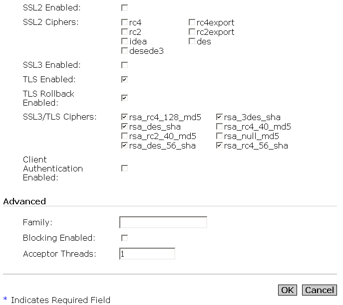 This screen capture displays the information fields for HTTP Listener settings
