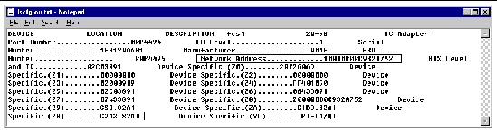 Screen capture displaying the network address that corresponds to the worldwide name (WWN).