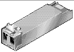 Figure shows typical SFP connector used to connect cables to array chassis ports.