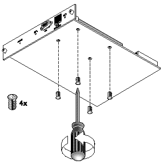 Figure showing the underside of the controller module with screws being removed.
