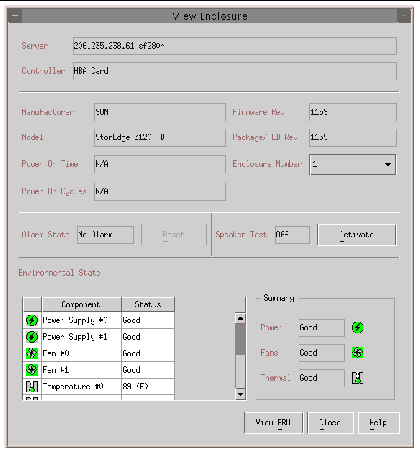 Screen capture showing the View Enclosure dialog box.