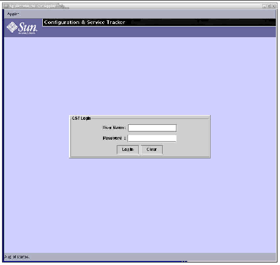 Dialog box requests User Name and Password. Two buttons are available: Log In and Clear.