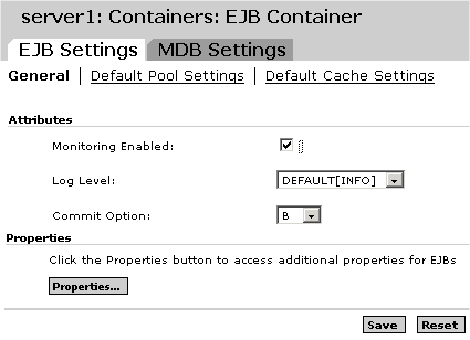 Figure shows how to set the log level from the EJB Container.
