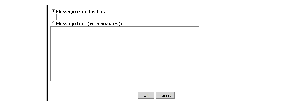 This screen capture displays the fields that contain information identifying the certificate, either a file or a copy of the CA email message text. 