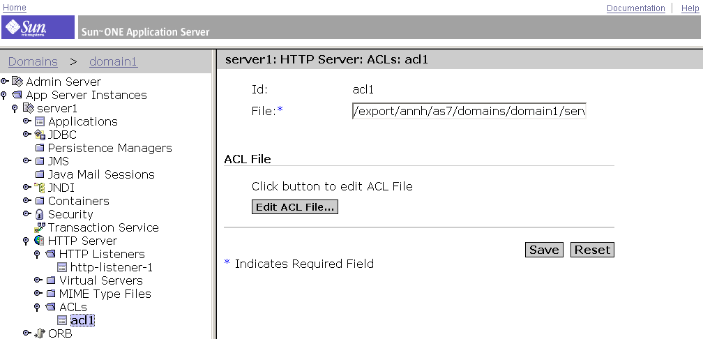 This screen capture shows the ACL file you have selected. 
