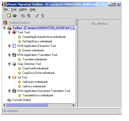 Figure shows the tools generated by the Kiva Migration Toolbox Builder.
