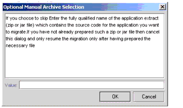 Figure shows a dialog box to enter the archive for migration.

