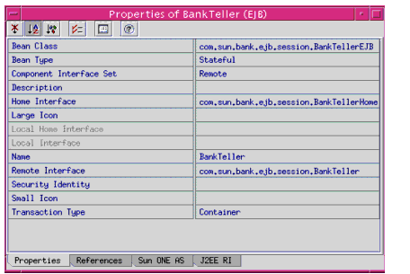 Figure shows the properties of a  Session Bean.
