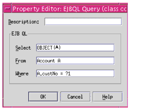 Figure shows a Dialog box where you can edit EJB QL script..
