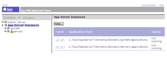 This screen capture initial page of the graphical Administration interface.