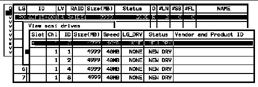 Screen capture shows the first submenu shows an available drive selected, the second submenu shows the selected drive indicated by an asterisk (*) mark.