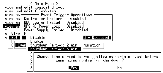 Screen capture showing the menu options for configuring the Temperature Exceeds Threshold.