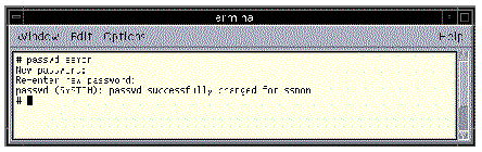 Screen capture showing an example of the passwd command on an HP-UX host.