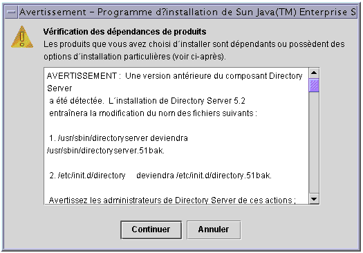 Capture d'�cran de la fen�tre V�rification des d�pendances de produits du programme d'installation.