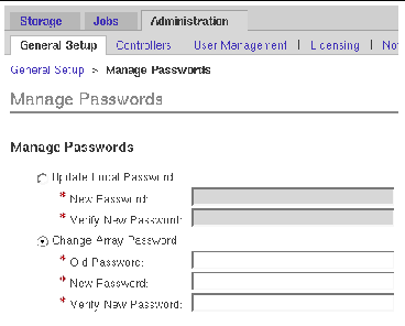 Screen capture of the Manage Passwords page.
