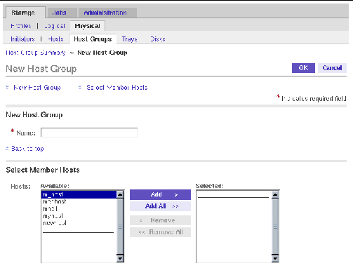 Screen capture of the New Host Group page.