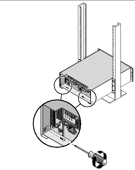 Figure showing the screws used to secure the array to the back of rack.