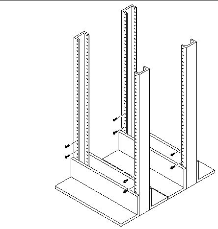 Figure showing the front and back posts of the 4-post rack. 