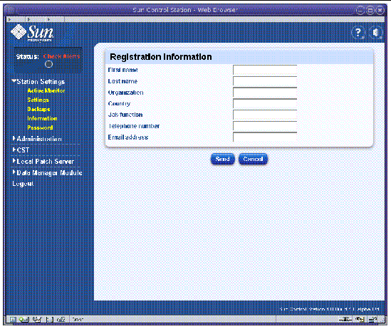 This graphic shows the Registration Information page.
