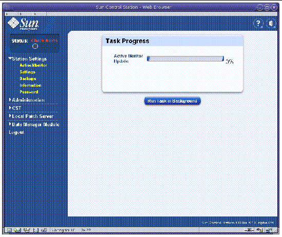 This graphic shows the Task Progress indicator for the Active Manager operation.