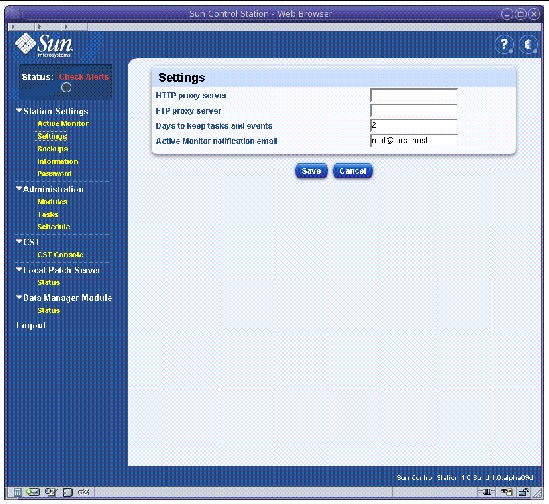 This graphic shows the Settings page.