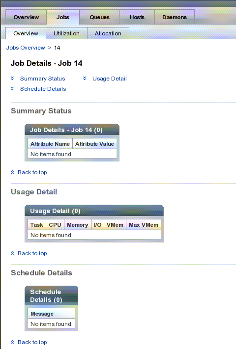 This page shows you the complete
details for a particular job.