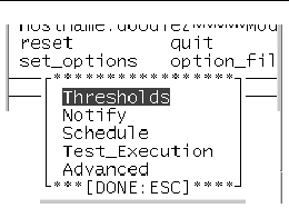 Screenshot of the SunVTS TTY set_options menu.