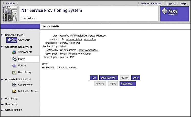 Screen capture: Clustered OTP Host Edit Availability
Plan Page: System Management Server